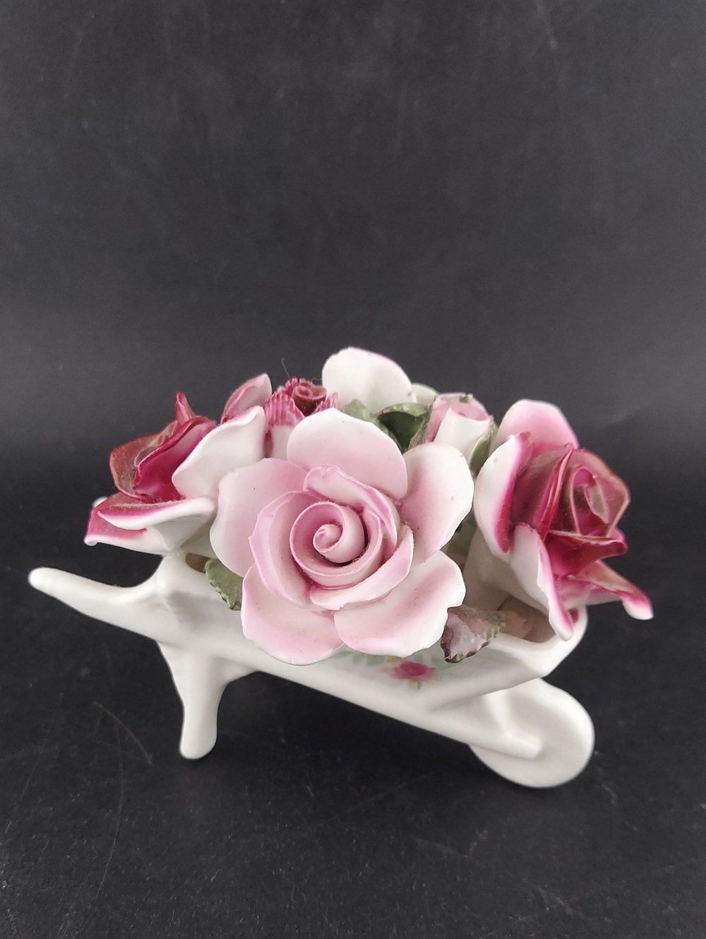 Royal Castle, Porcelain Pink Rose Floral Accent Cart - Decot Made In England